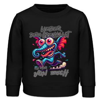 Lieber durchgeknallt als einer von euch – Elefant - Kinder Organic Sweatshirt Mini Changer von Stanley/Stella - Schwarz - Vorne - AI Model Kid Male (0cm)