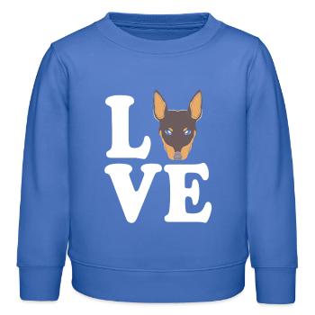 Pinscher nain - Sweat enfant bio Stanley/Stella - carolina blue - Devant - AI Model Kid Female (0cm)