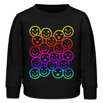 Colorful funny faces with rainbow gradient - Kids Organic Sweatshirt by Stanley/Stella - black - Front - AI Model Kid Male (0cm)