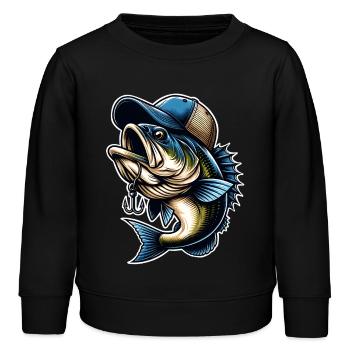 Angeln Fisch Mit Cap Angelhaken - Kinder Organic Sweatshirt Mini Changer von Stanley/Stella - Schwarz - Vorne - AI Model Kid Male (0cm)