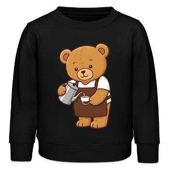 Teddybär Barista - Kinder Organic Sweatshirt Mini Changer von Stanley/Stella - Schwarz - Vorne - AI Model Kid Male (0cm)