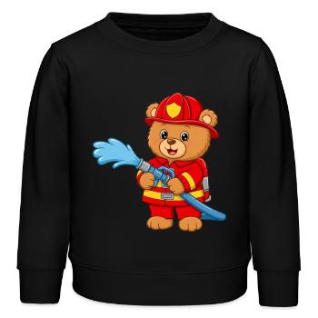 Teddybär Feuerwehrmann mit Schlauch - Kinder Organic Sweatshirt Mini Changer von Stanley/Stella - Schwarz - Vorne - AI Model Kid Male (0cm)