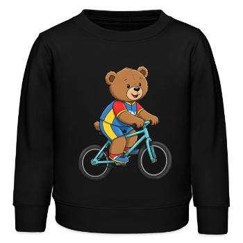 Teddybär Radsportler - Kinder Organic Sweatshirt Mini Changer von Stanley/Stella - Schwarz - Vorne - AI Model Kid Male (0cm)