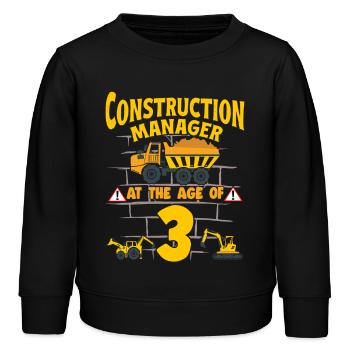 Construction Party 3rd Birthday 3 Years Old truck - Kinder Organic Sweatshirt Mini Changer von Stanley/Stella - Schwarz - Vorne - AI Model Kid Male (0cm)