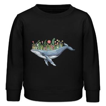 Wunderschöner Wal Mit Blumenmotiv Für - Kinder Organic Sweatshirt Mini Changer von Stanley/Stella - Schwarz - Vorne - AI Model Kid Male (0cm)