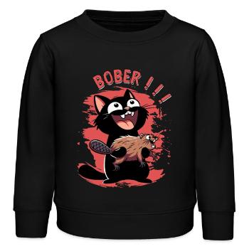 Hyper-Katze ruft „Bober!!!“ – Tierischer Ausraster - Kinder Organic Sweatshirt Mini Changer von Stanley/Stella - Schwarz - Vorne - AI Model Kid Male (0cm)