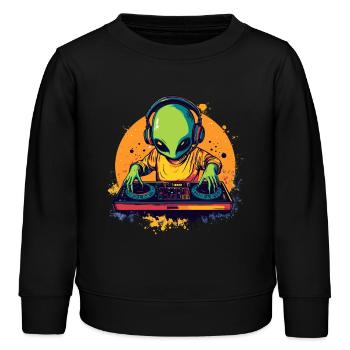 DJ Alien am Mischpult - Kinder Organic Sweatshirt Mini Changer von Stanley/Stella - Schwarz - Vorne - AI Model Kid Male (0cm)