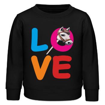 LOVE STECKENPFERD - Kinder Organic Sweatshirt Mini Changer von Stanley/Stella - Schwarz - Vorne - AI Model Kid Male (0cm)