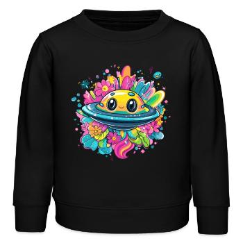 Douce aventure OVNI - Sweat enfant bio Stanley/Stella - noir - Devant - AI Model Kid Male (0cm)