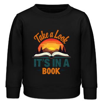 Schauen Sie mal, es ist in einem Buchhemd - Kinder Organic Sweatshirt Mini Changer von Stanley/Stella - Schwarz - Vorne - AI Model Kid Male (0cm)