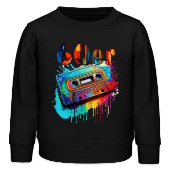 MUSIC CASSETTE 60s - Kids Organic Sweatshirt by Stanley/Stella - black - Front - AI Model Kid Male (0cm)