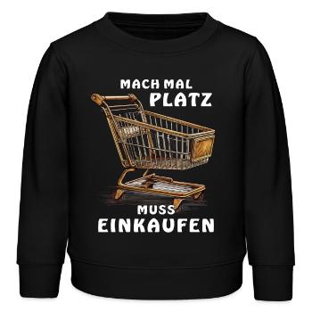 EINKAUFSWAGEN MACH PLATZ MUSS EINKAUFEN - Kinder Organic Sweatshirt Mini Changer von Stanley/Stella - Schwarz - Vorne - AI Model Kid Male (0cm)