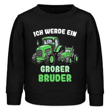 Nachwuchs Verkünden | Ich Werde Großer Bruder 2026 - Kinder Organic Sweatshirt Mini Changer von Stanley/Stella - Schwarz - Vorne - AI Model Kid Male (0cm)