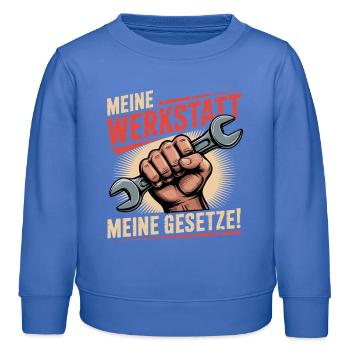 Meine Werkstatt Meine Gesetze - Kinder Organic Sweatshirt Mini Changer von Stanley/Stella - carolina Blue - Vorne - AI Model Kid Female (0cm)
