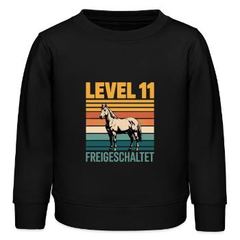 Level 11 Freigeschaltet Pferdeliebhaber Geburtstag - Kinder Organic Sweatshirt Mini Changer von Stanley/Stella - Schwarz - Vorne - AI Model Kid Male (0cm)