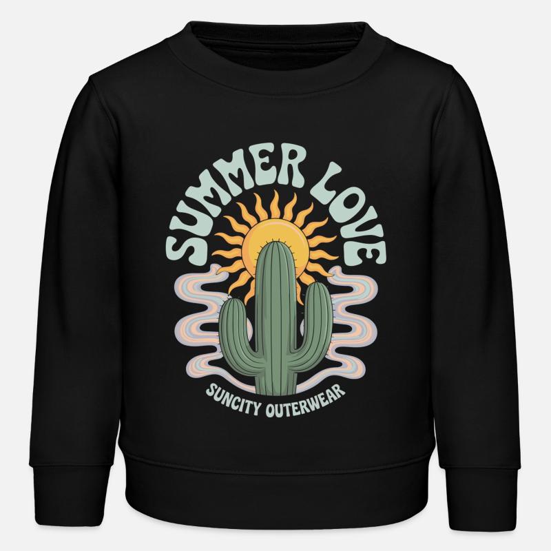 Cactus Sun Style rétro - Sweat enfant bio Stanley/Stella - noir