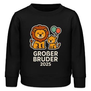 Großer Bruder 2025 – Löwen Geschwister Shirt - Kinder Organic Sweatshirt Mini Changer von Stanley/Stella - Schwarz - Vorne - AI Model Kid Male (0cm)