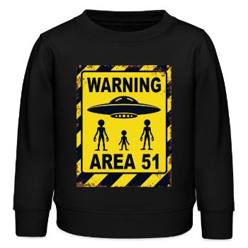 Area 51 UFO Warning – Enter at Your Own Risk - Kids Organic Sweatshirt by Stanley/Stella - black - Front - AI Model Kid Male (0cm)