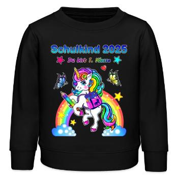 Einhorn Schulkind 2025 - Kinder Organic Sweatshirt Mini Changer von Stanley/Stella - Schwarz - Vorne - AI Model Kid Male (0cm)