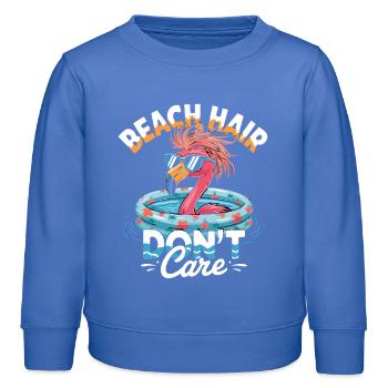 Beach Hair Don't Care Flamingo Sommer - Kinder Organic Sweatshirt Mini Changer von Stanley/Stella - carolina Blue - Vorne - AI Model Kid Female (0cm)