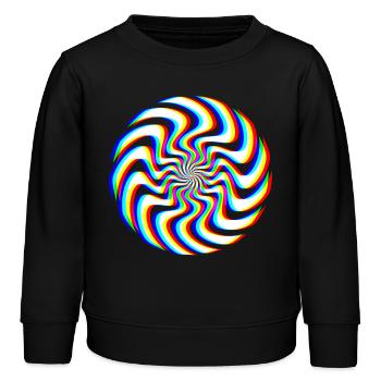 Glitch Spirale – Optische Täuschung - Kinder Organic Sweatshirt Mini Changer von Stanley/Stella - Schwarz - Vorne - AI Model Kid Male (0cm)
