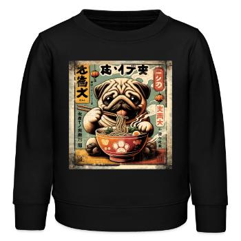 Ramen Pug Dog Grunge Poster Style - Kids Organic Sweatshirt by Stanley/Stella - black - Front - AI Model Kid Male (0cm)