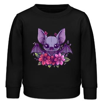 Blumenfledermaus mit Charme - Kinder Organic Sweatshirt Mini Changer von Stanley/Stella - Schwarz - Vorne - AI Model Kid Male (0cm)