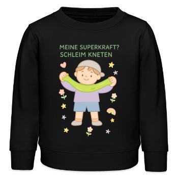 Mon superpouvoir ? Pétrir la bave Dicton drôle - Sweat enfant bio Stanley/Stella - noir - Devant - AI Model Kid Male (0cm)