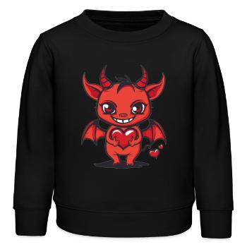 Petit diable avec du cœur - Sweat enfant bio Stanley/Stella - noir - Devant - AI Model Kid Male (0cm)