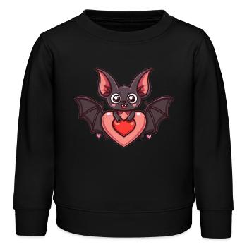 Heart-shaped bat with googly eyes - Kids Organic Sweatshirt by Stanley/Stella - black - Front - AI Model Kid Male (0cm)