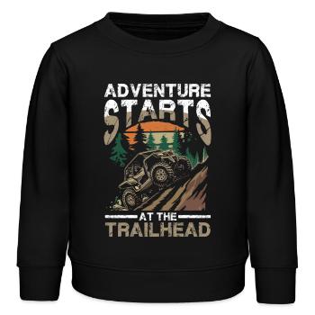 Abenteuer Beginnt Am Trailhead Offroad - Kinder Organic Sweatshirt Mini Changer von Stanley/Stella - Schwarz - Vorne - AI Model Kid Male (0cm)