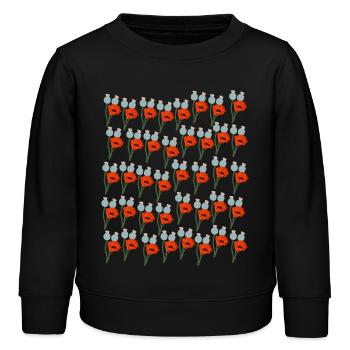 Kalifornischer Mohn Wildblumen Mohnblumen - Kinder Organic Sweatshirt Mini Changer von Stanley/Stella - Schwarz - Vorne - AI Model Kid Male (0cm)