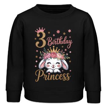 3. Geburtstag Prinzessin Häschen T-Shirt - Kinder Organic Sweatshirt Mini Changer von Stanley/Stella - Schwarz - Vorne - AI Model Kid Male (0cm)