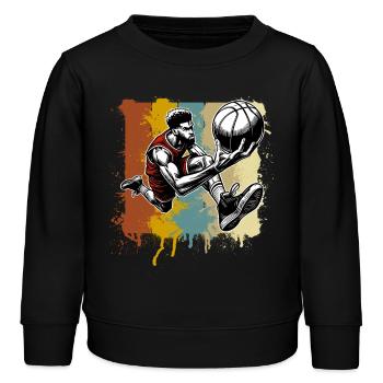 Basketball - Kinder Organic Sweatshirt Mini Changer von Stanley/Stella - Schwarz - Vorne - AI Model Kid Male (0cm)