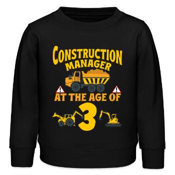 Construction Party 3rd Birthday 3 Years Old truck - Kinder Organic Sweatshirt Mini Changer von Stanley/Stella - Schwarz - Vorne - AI Model Kid Male (0cm)