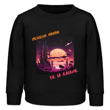 Cité lunaire au crépuscule - Sweat enfant bio Stanley/Stella - noir - Devant - AI Model Kid Male (0cm)