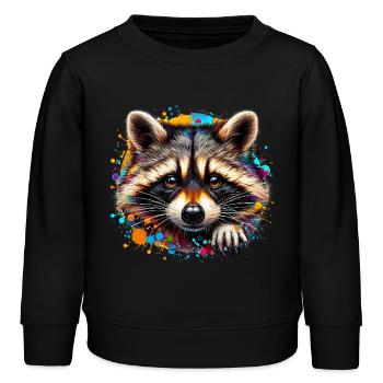 Waschbär - Kinder Organic Sweatshirt Mini Changer von Stanley/Stella - Schwarz - Vorne - AI Model Kid Male (0cm)