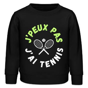 Design Tennis - Sweat enfant bio Stanley/Stella - noir - Devant - AI Model Kid Male (0cm)