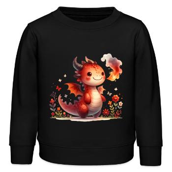 Drache - Kinder Organic Sweatshirt Mini Changer von Stanley/Stella - Schwarz - Vorne - AI Model Kid Male (0cm)