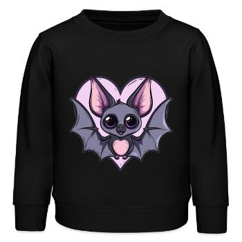 Fledermaus mit Herzflügel - Kinder Organic Sweatshirt Mini Changer von Stanley/Stella - Schwarz - Vorne - AI Model Kid Male (0cm)