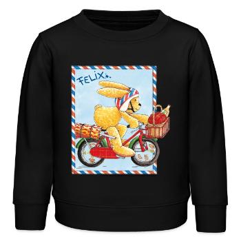 Felix der Hase Fahrradausflug - Kinder Organic Sweatshirt Mini Changer von Stanley/Stella - Schwarz - Vorne - AI Model Kid Male (0cm)