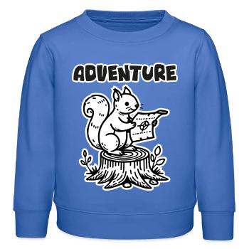 Écureuil tenant une carte - Design « Aventure » - Sweat enfant bio Stanley/Stella - carolina blue - Devant - AI Model Kid Female (0cm)