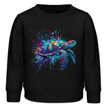 Schildkröte - Kinder Organic Sweatshirt Mini Changer von Stanley/Stella - Schwarz - Vorne - AI Model Kid Male (0cm)