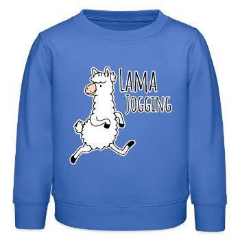 Jogging de lama - lama drôle qui fait du jogging, participez à la partie - Sweat enfant bio Stanley/Stella - carolina blue - Devant - AI Model Kid Female (0cm)