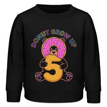 Donut Grow Up 5th Birthday Bear - Kids Organic Sweatshirt by Stanley/Stella - black - Front - AI Model Kid Male (0cm)