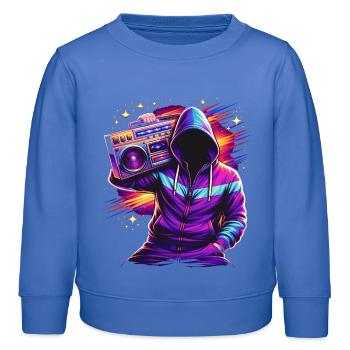 80s Neon Boombox Streetstyle - Kids Organic Sweatshirt by Stanley/Stella - carolina blue - Front - AI Model Kid Female (0cm)