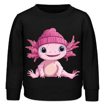 Axolotl Süß Niedlich Baby Kinder Tier Cartoon - Kinder Organic Sweatshirt Mini Changer von Stanley/Stella - Schwarz - Vorne - AI Model Kid Male (0cm)
