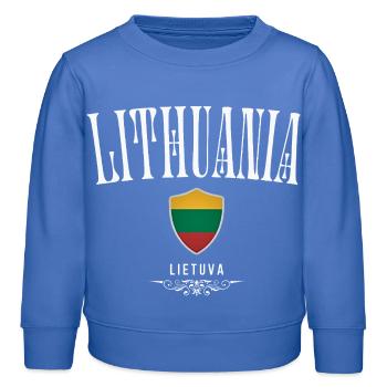 Lithuanian pride, minimalist elegant design - Kids Organic Sweatshirt by Stanley/Stella - carolina blue - Front - AI Model Kid Female (0cm)