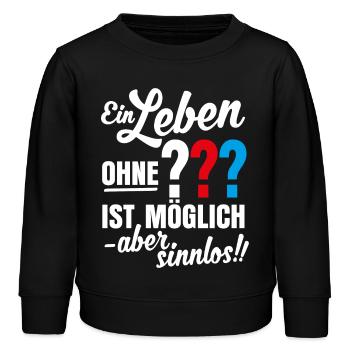 Die Drei ??? Leben ohne ist sinnlos Text - Kinder Organic Sweatshirt Mini Changer von Stanley/Stella - Schwarz - Vorne - AI Model Kid Male (0cm)