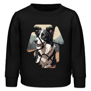Chien de race border collie - Sweat enfant bio Stanley/Stella - noir - Devant - AI Model Kid Male (0cm)